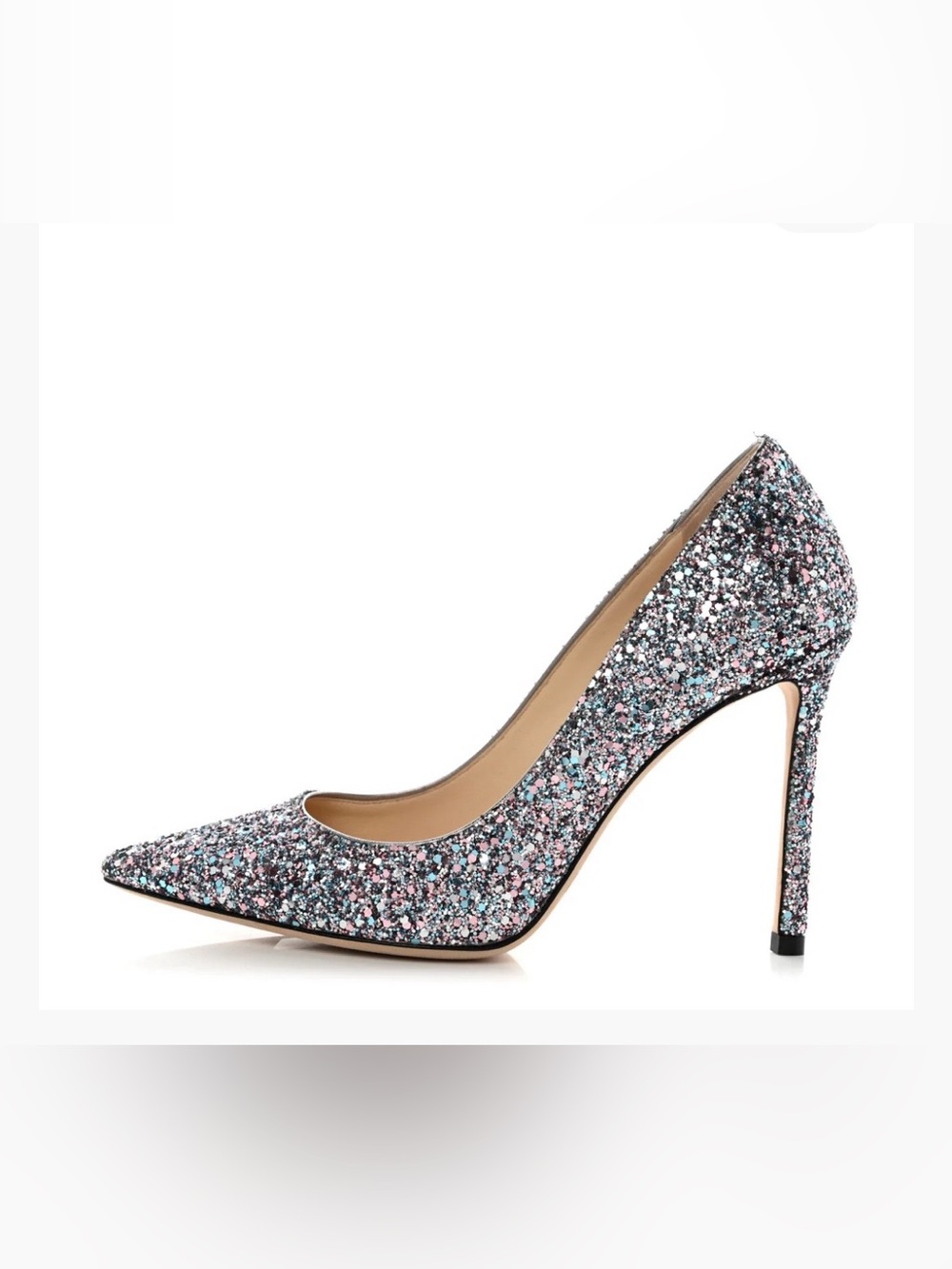 Authentic JIMMY CHOO-Glitter Pointed Toe Stiletto Pump-LIKE NEW